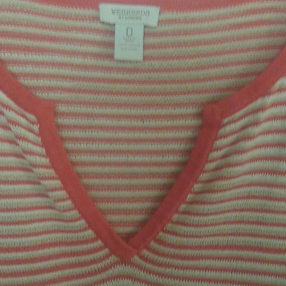 WEEKENDS BY CHICOS LIGHTWEIGHT V-NECK, 3/4 SLEEVE, COTTON SWEATER. - Picture 2 of 9